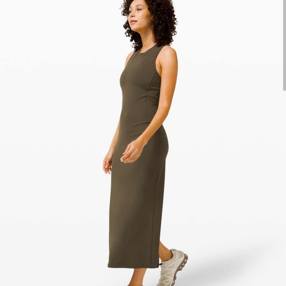 lululemon athletica Olive Green Sleeveless Midi Dress